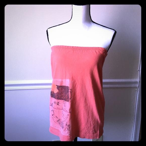mermaid travel arts Dresses & Skirts - Handmade Orange flower text tube top or skirt